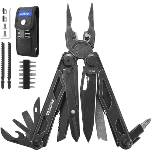 ROCKTOL Multitool, VG-10 Blade, 29-in-1 Multitool Pliers with Replaceable Wire Cutters and Saw, Heavy-duty Stainless Steel Multi-tool Set and Nylon Sheath for Camping Survival multi tool for Man - Image 1