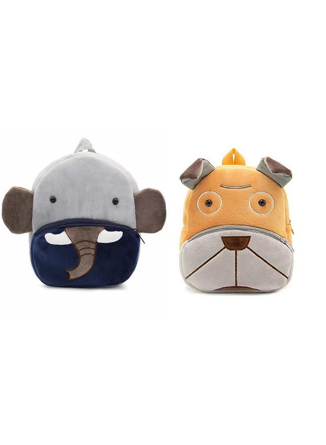 blue tree Kids School Bag Combo Soft Plush Backpack Cartoon Bags Mini Travel Bag for Children Girls Boys (Monkey & Sherpi Dog) - Image 1