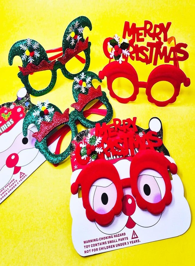 PARTEET Christmas Goggles For Christmas Party - Merry Christmas Googles and Santa Cap Goggles For Kids (Pack of 6)(Red/Green) - Image 5