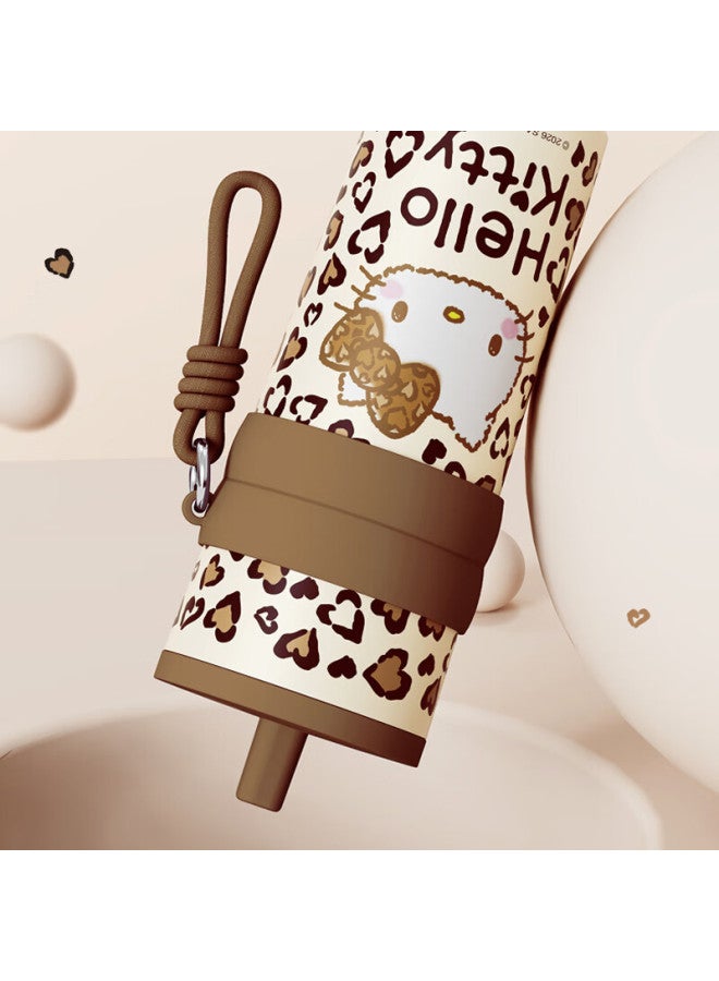 Miniso Sanrio Trendy Cute Series Heartfelt Straw Insulated Cup Brown Leopard Print Kt - Image 3