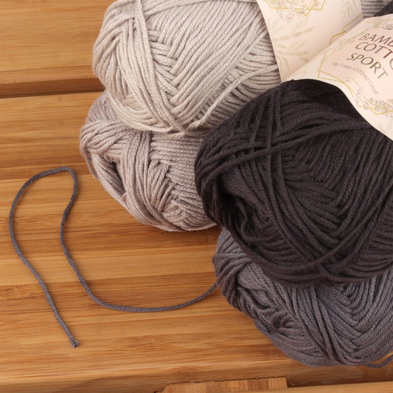 BambooMN JubileeYarn Bamboo Cotton Sport Yarn - 50g/Skein - Shades of Grey - 4 Skeins - Image 3