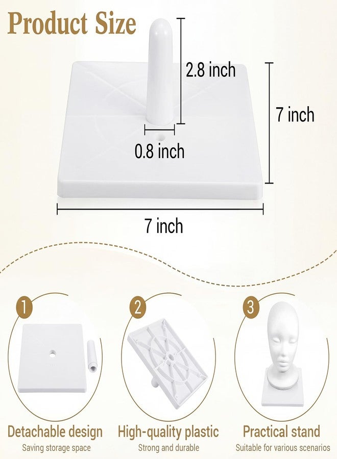 AceOrbit 1 Pcs Foam Mannequin Wig Head Stands Non Topple Cosmetology Manikin Wig Head Styling Holder Base for Tabletop Display Style Model Hair Hats Hairpieces Mask Salon (White,Plastic) - Image 2