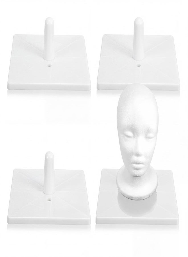 AceOrbit 1 Pcs Foam Mannequin Wig Head Stands Non Topple Cosmetology Manikin Wig Head Styling Holder Base for Tabletop Display Style Model Hair Hats Hairpieces Mask Salon (White,Plastic) - Image 1