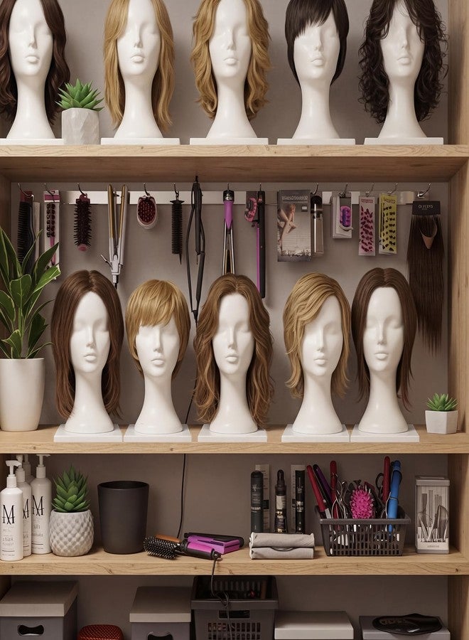 AceOrbit 1 Pcs Foam Mannequin Wig Head Stands Non Topple Cosmetology Manikin Wig Head Styling Holder Base for Tabletop Display Style Model Hair Hats Hairpieces Mask Salon (White,Plastic) - Image 5