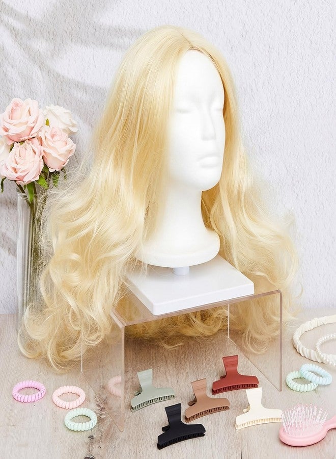 AceOrbit 1 Pcs Foam Mannequin Wig Head Stands Non Topple Cosmetology Manikin Wig Head Styling Holder Base for Tabletop Display Style Model Hair Hats Hairpieces Mask Salon (White,Plastic) - Image 4
