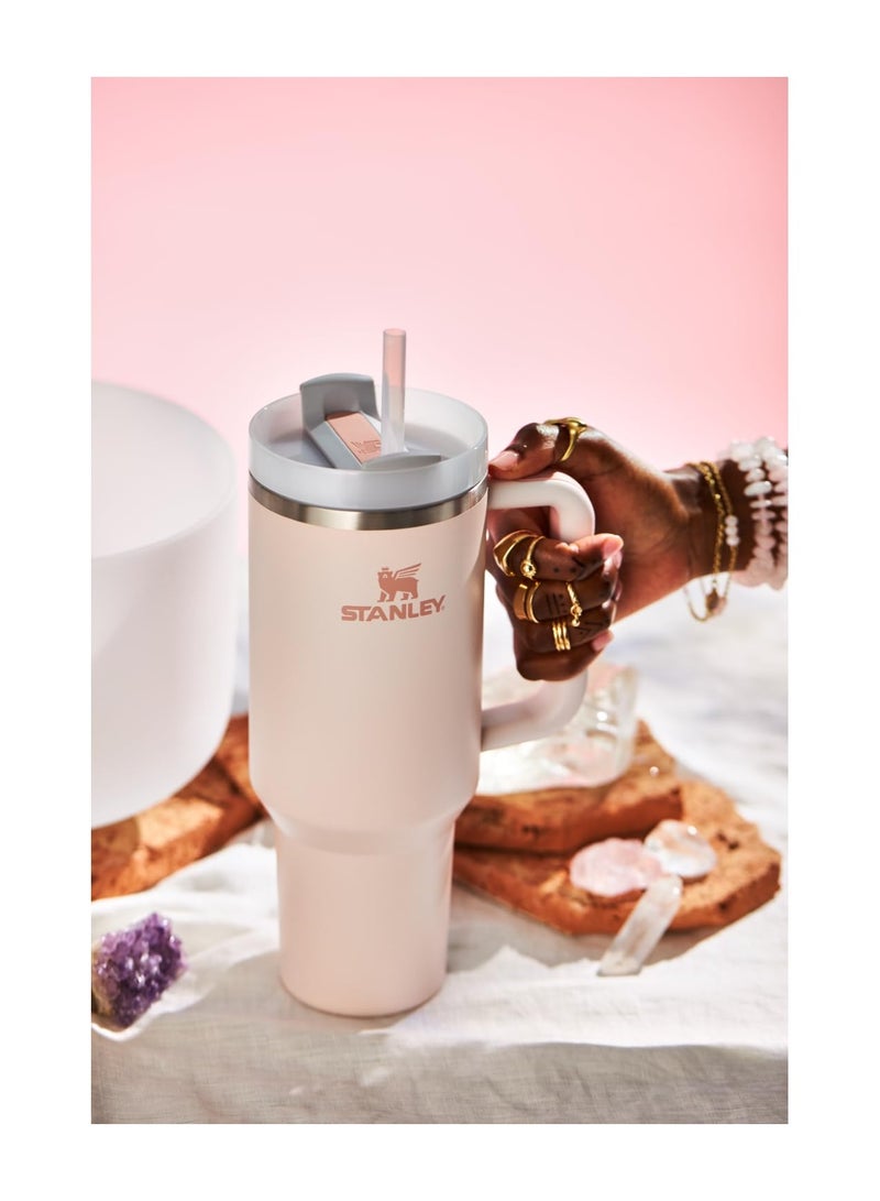 Stanley Style 40oz Insulated Tumbler FlowState 3-Position Lid Reusable Straw Double Wall Vacuum Cold Hot Drinks (Rose Quartz 2.0) - Image 5