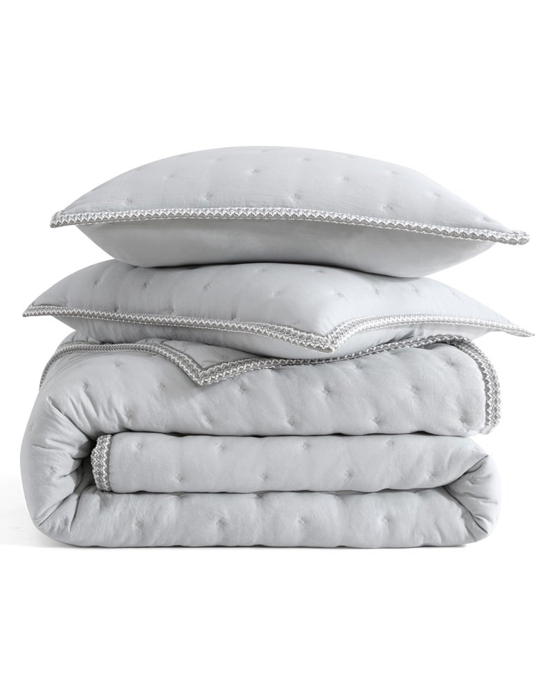UGG Devon Braid Twin/Twin XL Quilt Set â€“ Soft Lightweight 3-Piece Bedding with Quilt and Shams, Hypoallergenic & Breathable, Twin/Twin XL, Gray Violet - Image 1