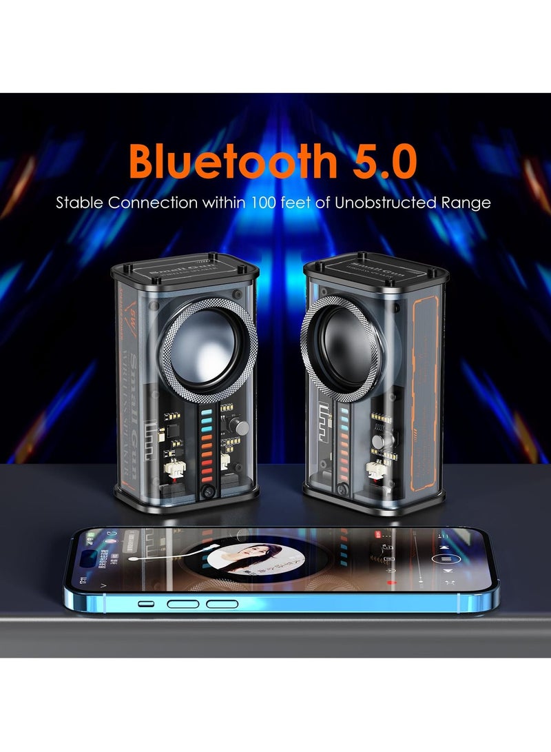 SYOSI Portable Bluetooth Speaker with Lights, Transparent Wireless Mini Bluetooth Speaker with TWS, HD Sound, Bass, and Colorful Lights for Office, Home, Shower, Room, Bike, Car, Black - Image 3