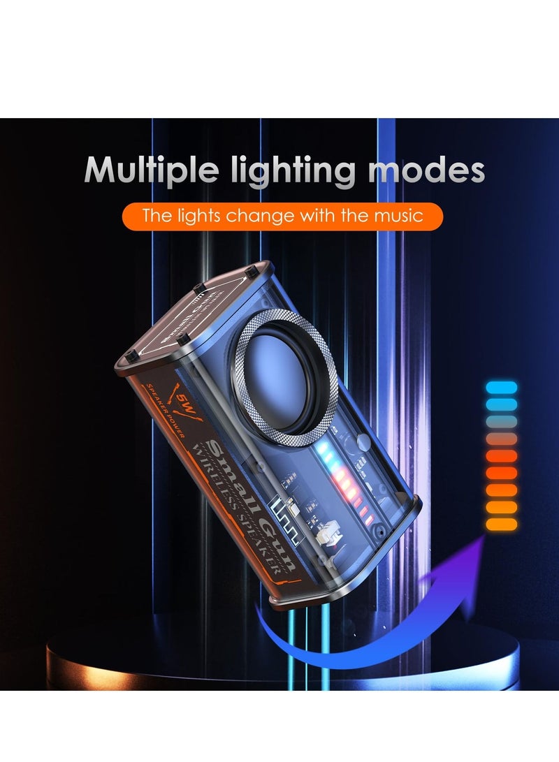 SYOSI Portable Bluetooth Speaker with Lights, Transparent Wireless Mini Bluetooth Speaker with TWS, HD Sound, Bass, and Colorful Lights for Office, Home, Shower, Room, Bike, Car, Black - Image 5