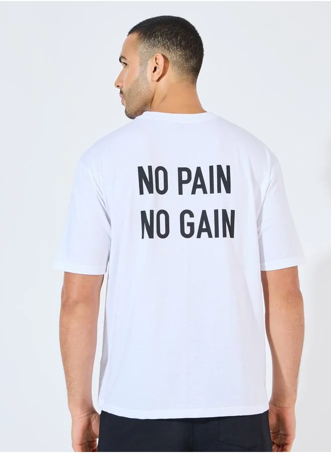 Styli Oversized Back Slogan T-Shirt