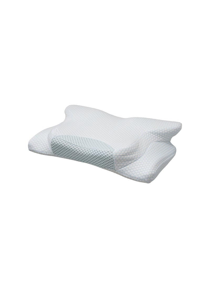American Linen Butterfly Shape Cervical Pillow for Shoulder and Neck Pain Relief, Memory Foam Neck Pillow for Side Back Stomach Sleeping with Washable Cover Sky Blue  - Image 1