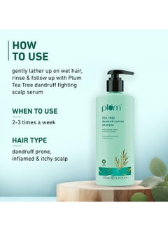 Plum Tea Tree Dandruff Control Shampoo I With Tea Tree Oil, Propanediol Caprylate & Willow Bark Extracts I For All Hair Types Dandruff Control | Sulphate Free | Paraben- Free I 100% Vegan | 250 Ml  - Image 5