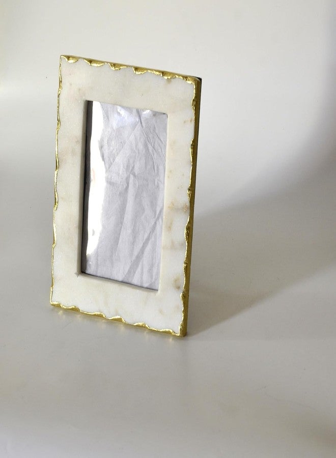 DECORAGE Small White Marble Photo Frame – Elegant Decorative Picture Frame for Home Decor, Tabletop Display - Image 3