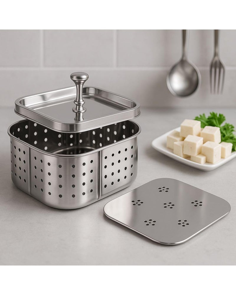 DiBha Stainless Steel Square Paneer Cheese/Tofu/Sprouts Maker/Mould/Press Maker, Color - Silver (Capacity-1000ml) - Image 2