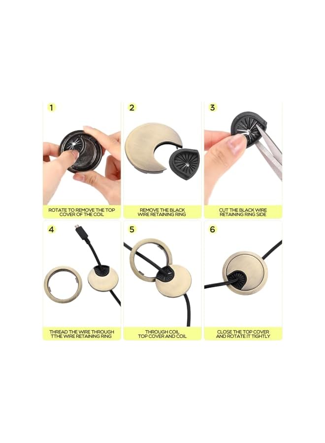 promass 4 Pieces Desk Grommet 2 Inch Bronze Desk Cable Wire Grommet Cord, PC Computer Desk Metal Grommet Cord, Tidy Cable Hole Cover Organizers - Image 4