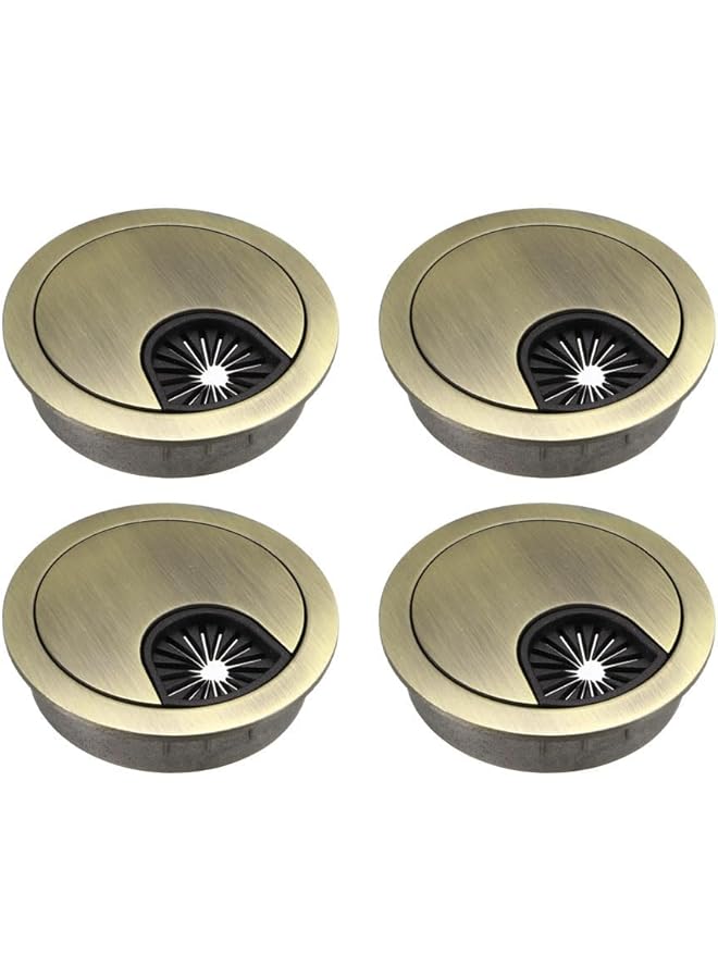 promass 4 Pieces Desk Grommet 2 Inch Bronze Desk Cable Wire Grommet Cord, PC Computer Desk Metal Grommet Cord, Tidy Cable Hole Cover Organizers - Image 1