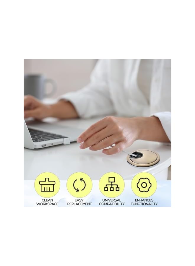 promass 4 Pieces Desk Grommet 2 Inch Bronze Desk Cable Wire Grommet Cord, PC Computer Desk Metal Grommet Cord, Tidy Cable Hole Cover Organizers - Image 3