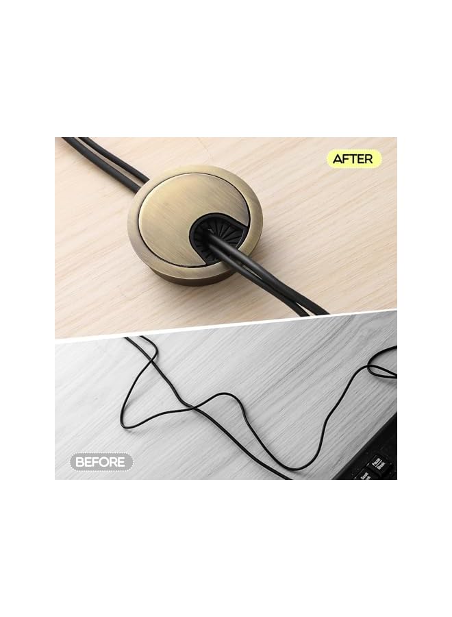 promass 4 Pieces Desk Grommet 2 Inch Bronze Desk Cable Wire Grommet Cord, PC Computer Desk Metal Grommet Cord, Tidy Cable Hole Cover Organizers - Image 5