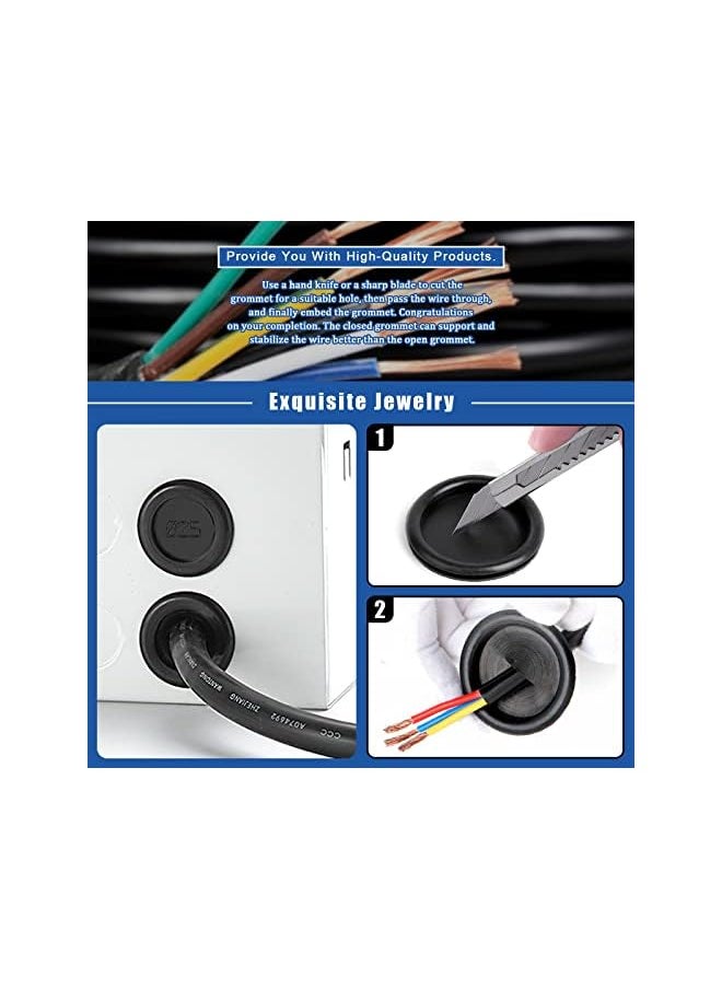 Glarks - Glarks 181Pcs Closed Rubber Grommet Assortment, 7 Size Firewall Hole Plug Set Rubber Grommets Electrical Wire Gasket with 1Pc Retractable Knife for Wire, Plug, Automotive, Plumbing - Image 1