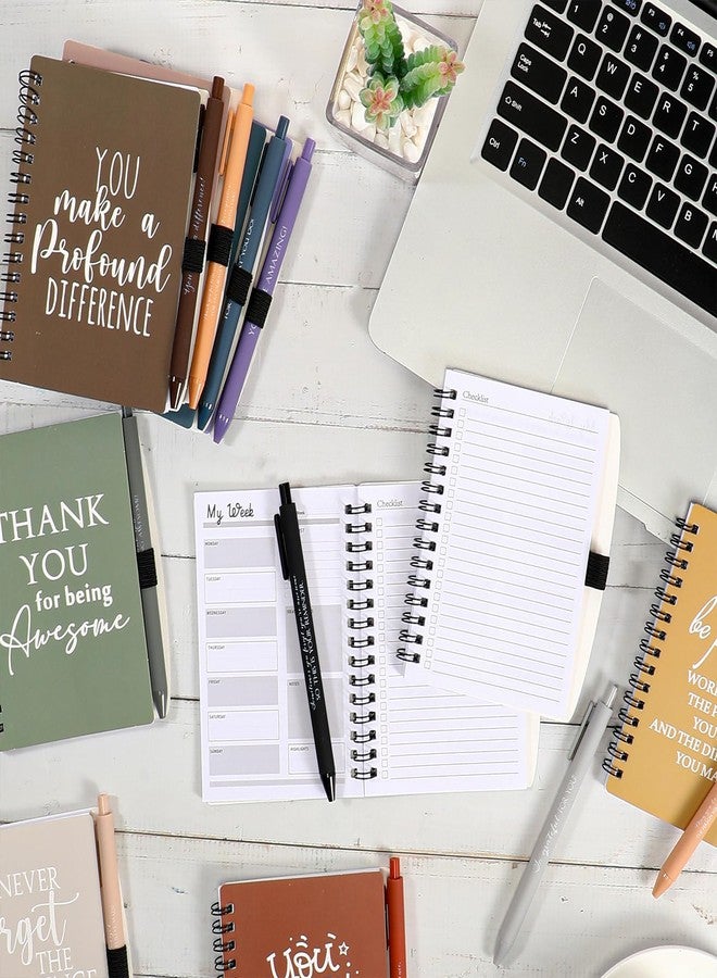 Tellingyou 20 Pcs Employee Appreciation Gifts A6 Kraft Spiral Notebook Journals and Motivational Ballpoint Pens To Do List Memo Pads Inspirational Notepads Weekly Planner Notebook (Neutral Colors) - Image 5