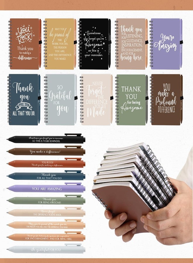 Tellingyou 20 Pcs Employee Appreciation Gifts A6 Kraft Spiral Notebook Journals and Motivational Ballpoint Pens To Do List Memo Pads Inspirational Notepads Weekly Planner Notebook (Neutral Colors) - Image 4