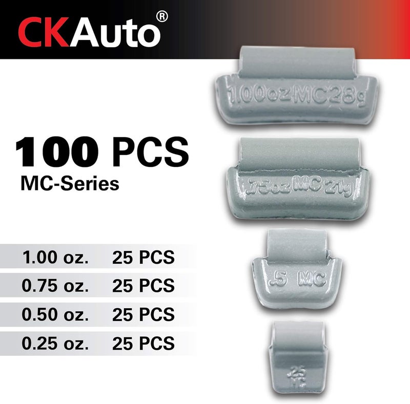 CKAuto MC-Series Coated 0.25oz, 0.5oz, 0.75oz, 1.0oz Lead Clip on Wheel Weight Assortments, 25Pcs/ Style, Total 100Pcs/Box - Image 2