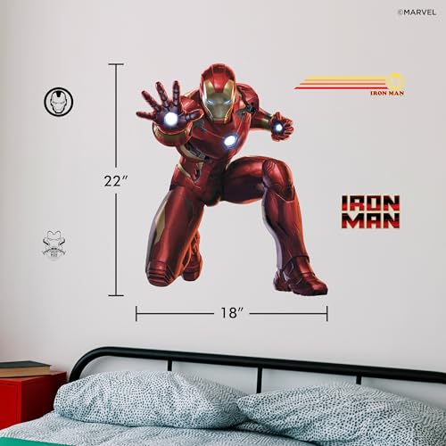 WALL PALZ Marvel Iron Man Wall Decals - 22" Avengers Removable Vinyl Stickers for Kids Bedroom Playroom Bathroom - Peel and Stick Room Décor - Image 5