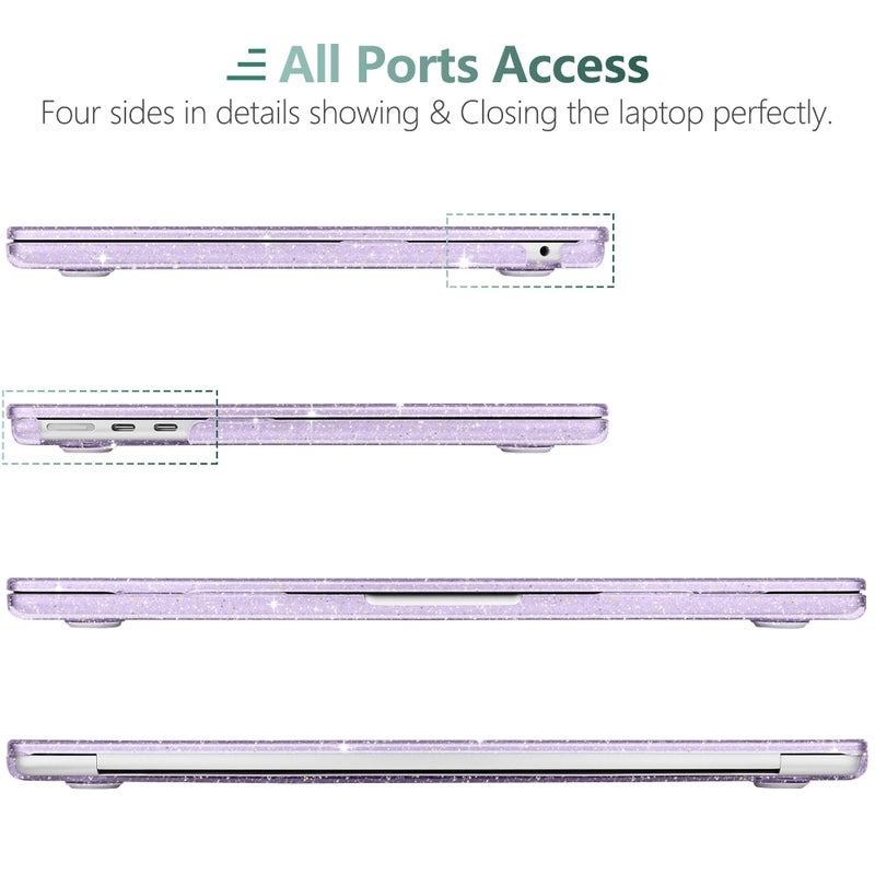 DONGKE Compatible with MacBook Air 13 inch Case M5 M4 M3 M2 2026 2025 2024-2022 A3449 A3240 A3113 A2681, Glitter Bling Plastic Hard Shell & Keyboard Cover for MacBook Air 13.6 inch, Star Purple - Image 4