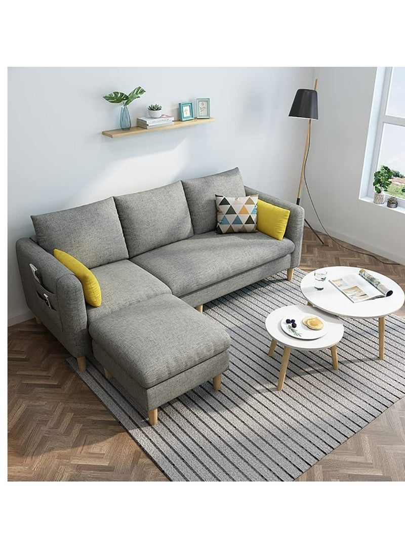 Ripple FURNITURE Sectional Fabric Sofa Set Cotton Furniture Home Apartment Hotel 4 Seater L Shape Grey 178X76X80  - Image 1