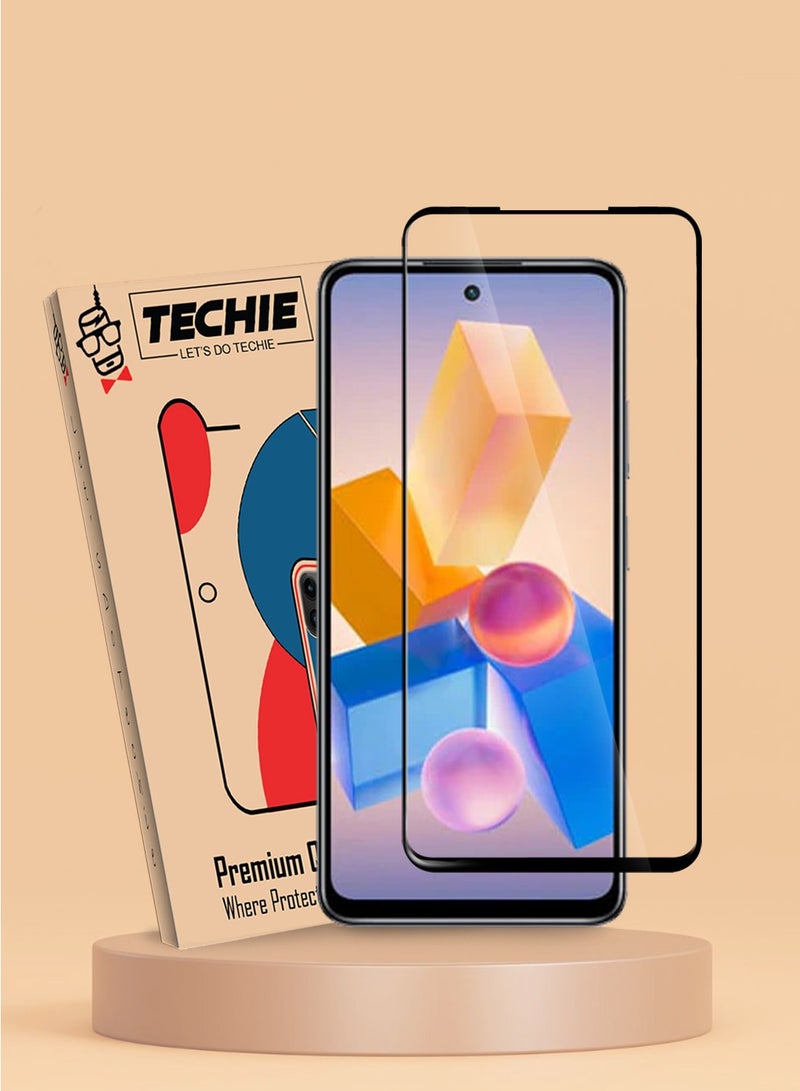 Techie واقي شاشة كامل من الزجاج المقوى عالي الجودة بدرجة صلابة 10H لهاتف Infinix Hot 40 Pro - مضاد للخدش ومضاد لبصمات الأصابع ومضاد للفقاعات - Image 1