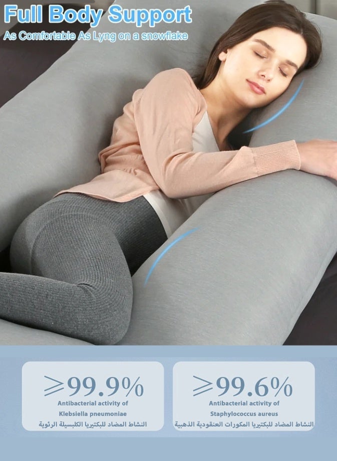 MissTiara وسادة الحمل مع غطاء تبريد، وسادة حمل مريحة للنوم، دعم جسم على شكل U للظهر، الوركين، الساقين، البطن، ضرورة للنساء الحوامل 170*90*65 سم - Image 3