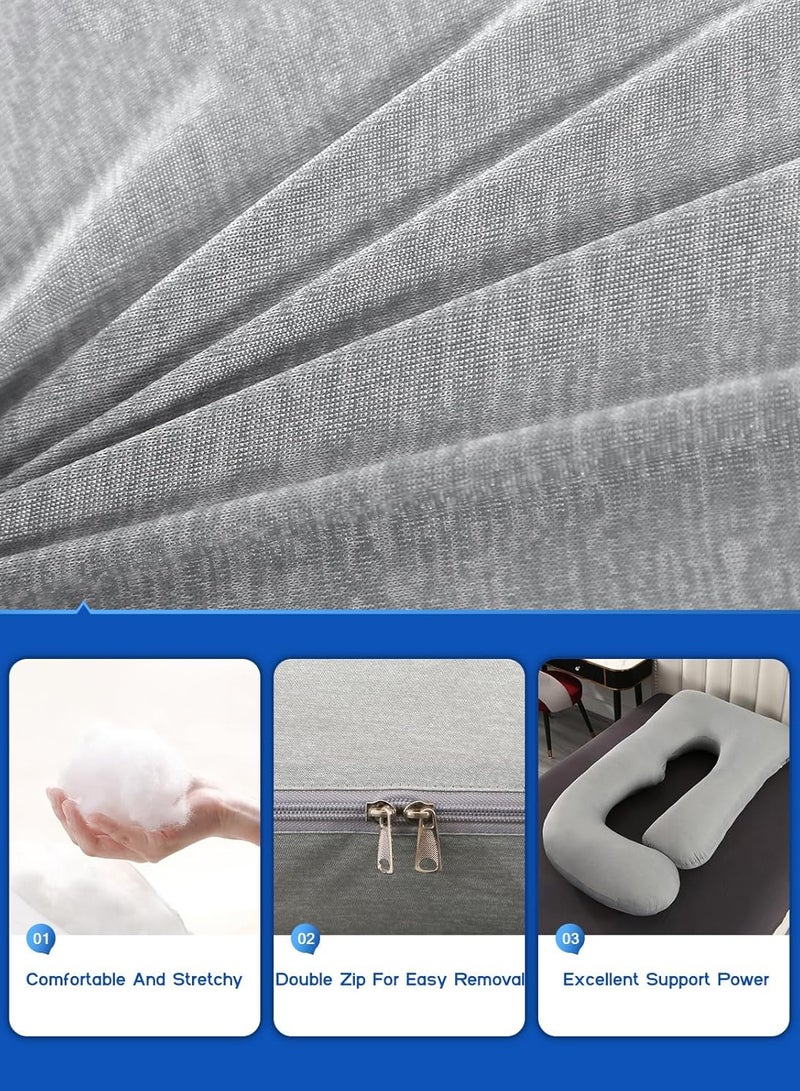 MissTiara وسادة الحمل مع غطاء تبريد، وسادة حمل مريحة للنوم، دعم جسم على شكل U للظهر، الوركين، الساقين، البطن، ضرورة للنساء الحوامل 170*90*65 سم - Image 4