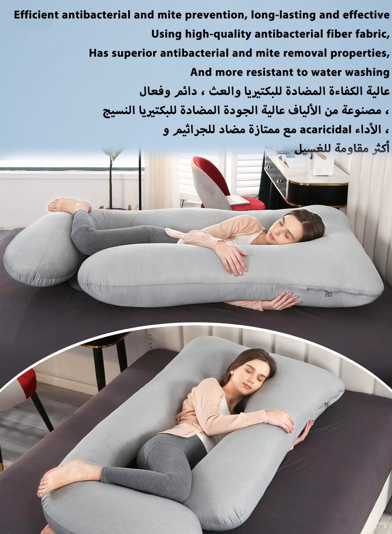 MissTiara وسادة الحمل مع غطاء تبريد، وسادة حمل مريحة للنوم، دعم جسم على شكل U للظهر، الوركين، الساقين، البطن، ضرورة للنساء الحوامل 170*90*65 سم - Image 5