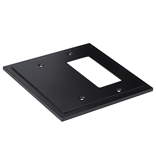 Henne Bery Modern Edge Decorative Wall Plate Switch Plate Outlet Cover, Durable Solid Zinc Alloy (Blank/Decorator, Matte Black) - Image 2