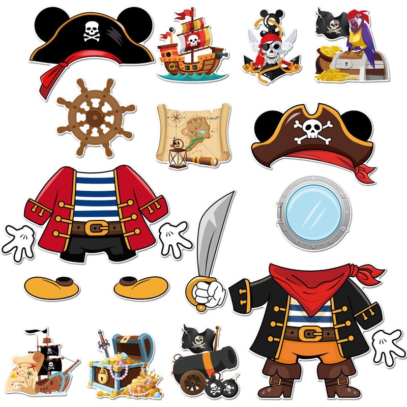 HemerVows 19 Pcs Cruise Door Decorations Magnetic, Pirate Captain Mouse Dress Up Nautical Family Vacation Cruise Ship Door Magnets, Fun Magnetic Ship Cabin Signs Fridge Magnets Decor - Image 1
