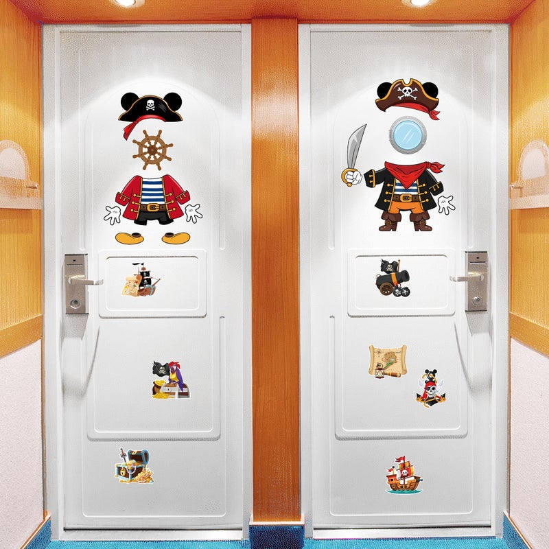 HemerVows 19 Pcs Cruise Door Decorations Magnetic, Pirate Captain Mouse Dress Up Nautical Family Vacation Cruise Ship Door Magnets, Fun Magnetic Ship Cabin Signs Fridge Magnets Decor - Image 4