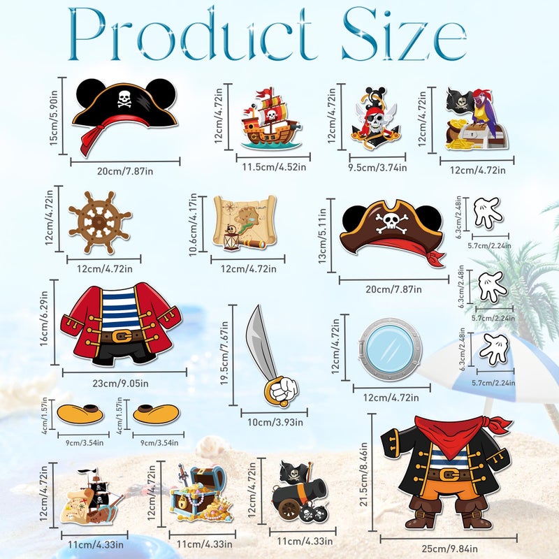 HemerVows 19 Pcs Cruise Door Decorations Magnetic, Pirate Captain Mouse Dress Up Nautical Family Vacation Cruise Ship Door Magnets, Fun Magnetic Ship Cabin Signs Fridge Magnets Decor - Image 2