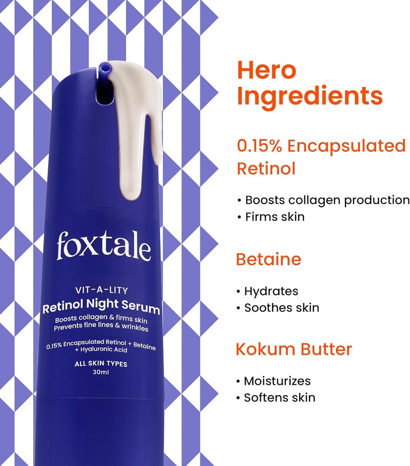 Foxtale 0.15% Retinol Night Serum - Anti-Aging Cream for All Skin Types - 30ml - Image 3