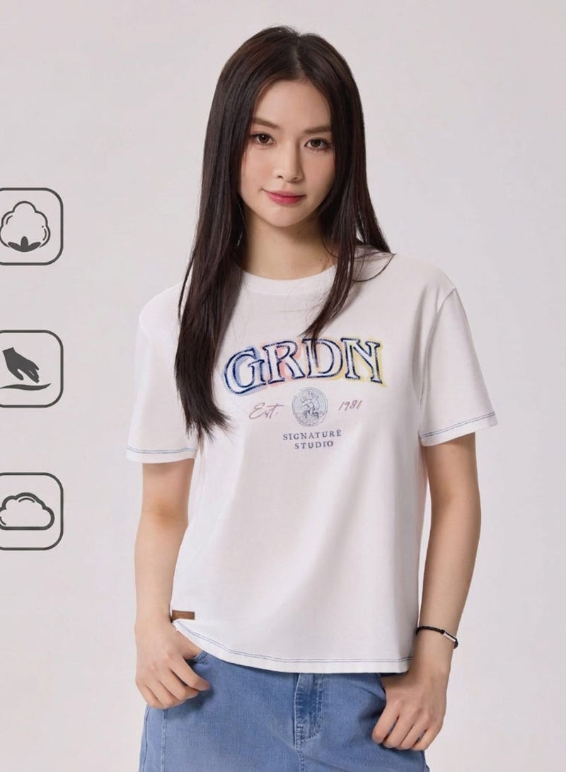 GIORDANO Women Boyfriend Cotton Graphic Tee - Image 1