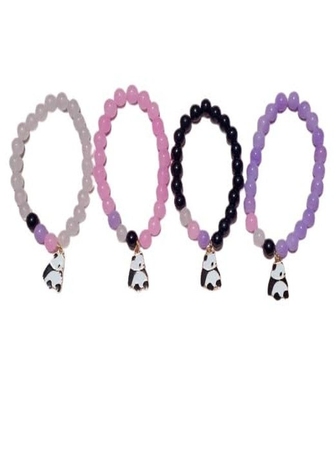 needs collection مجموعة أساور باندا سوداء مزينة بخرز حجري، مناسبة للأزواج، 4 قطع - Image 2