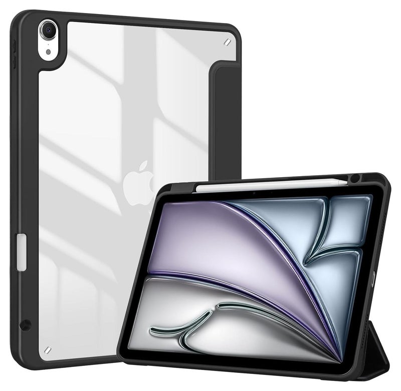 Case for iPad Air 11 Inch M2 2024/2025 iPad Air 5th/4th Generation10.9 Inch with Pencil Holder, Case Cover with Transparent Back Shell Protective Case for 11 Inch iPad Air (M2)/5/4 - - Image 1