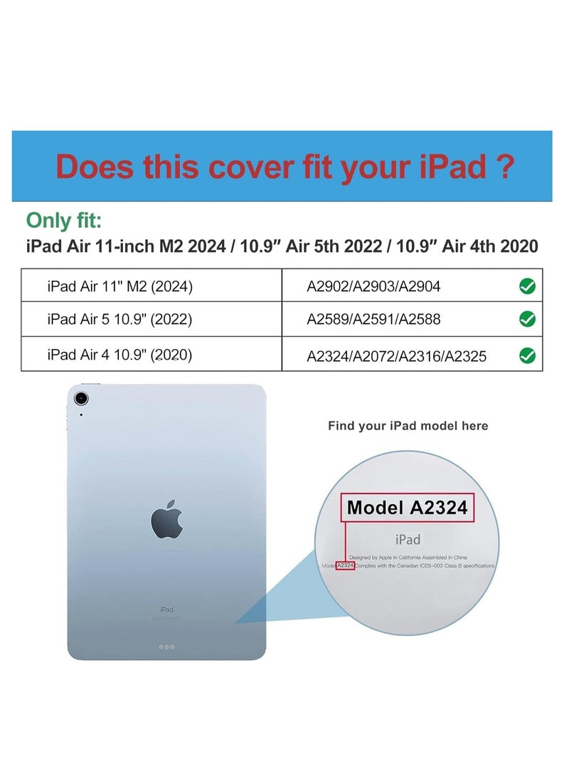 Case for iPad Air 11 Inch M2 2024/2025 iPad Air 5th/4th Generation10.9 Inch with Pencil Holder, Case Cover with Transparent Back Shell Protective Case for 11 Inch iPad Air (M2)/5/4 - - Image 2