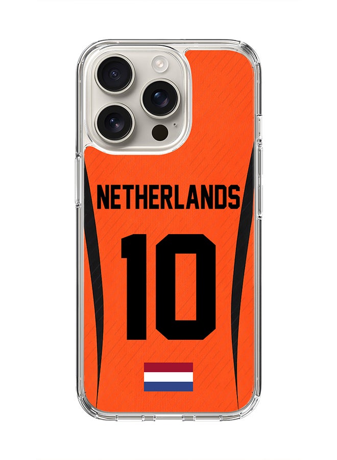 Stylizedd Classic Clear Magnetic Case for Apple iPhone 16 Pro , Hybrid Soft Case Flexible Edges Anti Drop TPU PC Gel Thin Transparent Cover [ Designed for Apple iPhone 16 Pro ] - Football Team Netherlands World Cup 2026 - Image 1