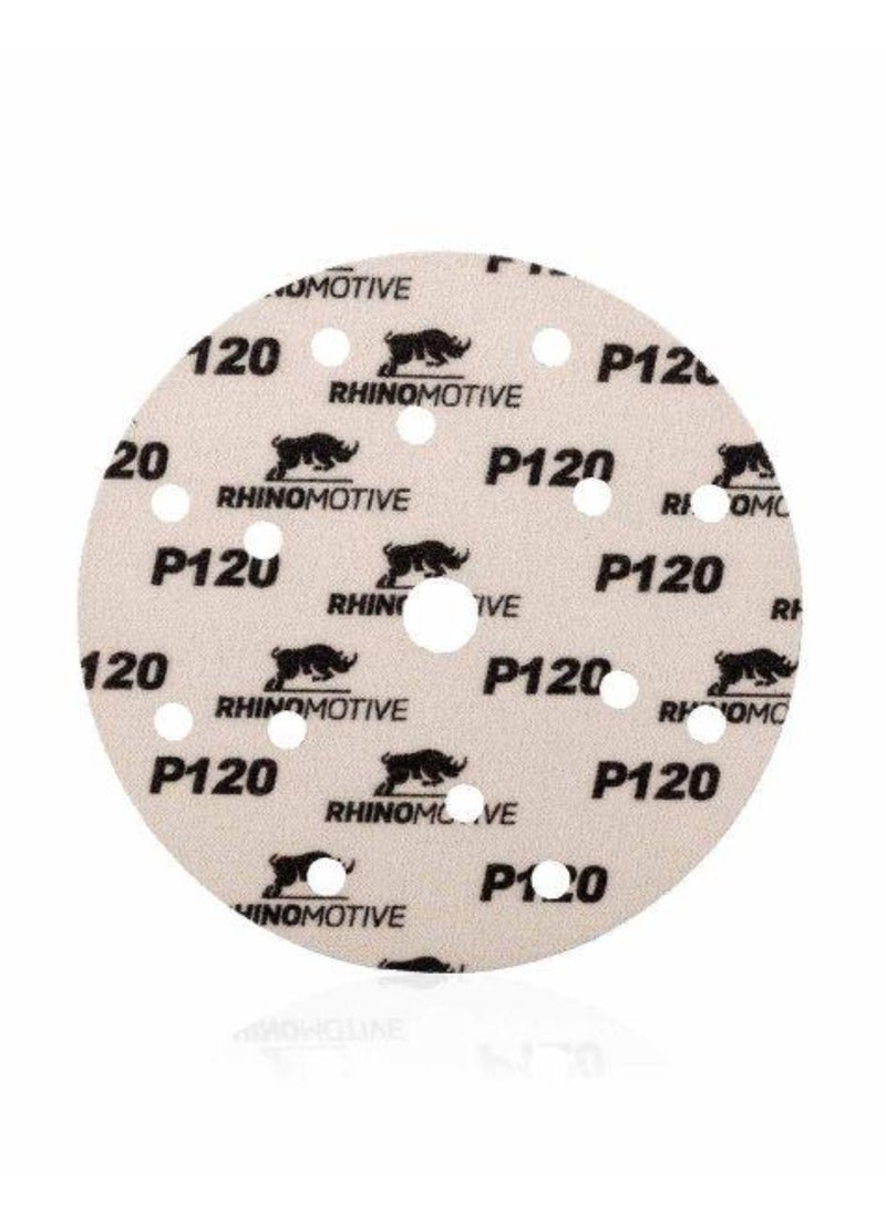 RHINOMOTIVE - MULTI-PURPOSE GOLD ABRASIVE DISC Grit 120 100 Pcs per Box - Image 1