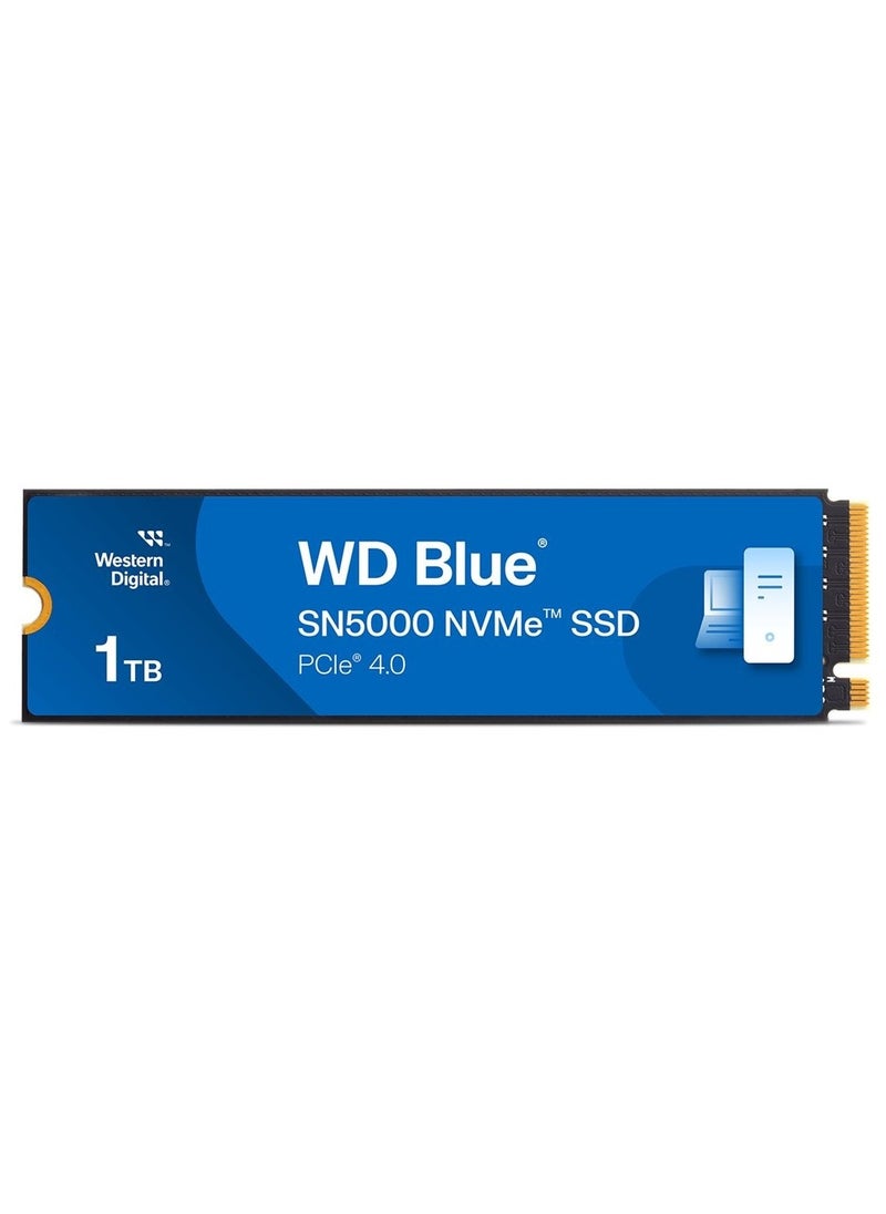 Western Digital - WD Blue SN5000 NVMe SSD 1TB M.2 2280 PCIe Gen4 x4, Up to 5150MB/s Read & 4900MB/s Write, 460K/770K IOPS, DRAM-less with HMB, 600TBW Endurance, Internal Solid State Drive for PC & Laptops | WDS100T4B0E - Image 1