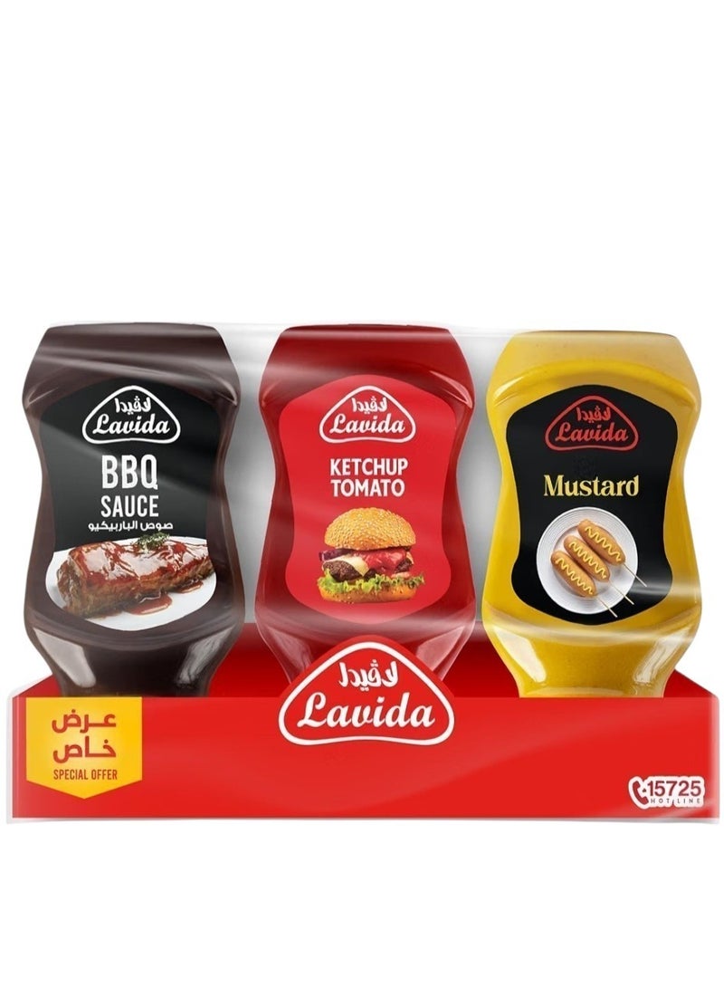 LaVida Special Offer Condiment Bundle (Ketchup 195g + BBQ Sauce 195g + Mustard 195g) - Image 1