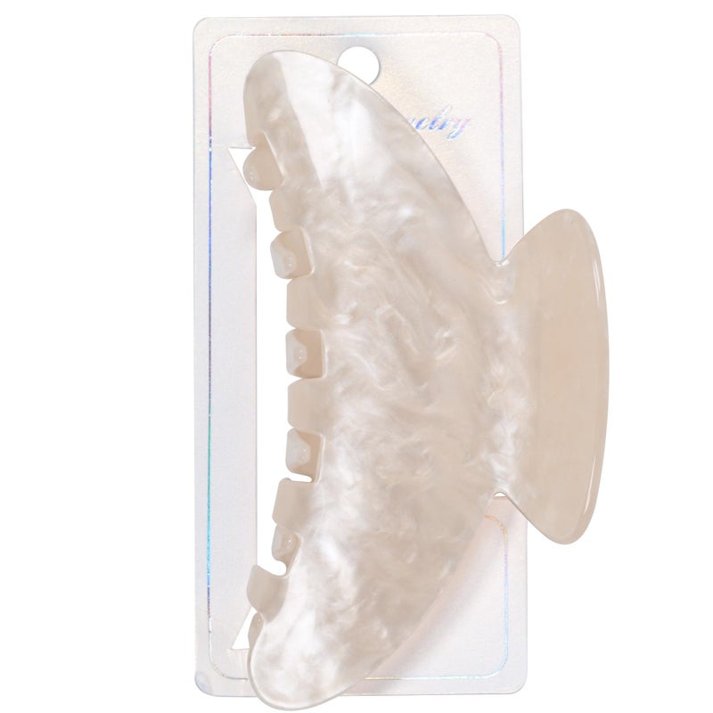 OWIIZI Durable Acetate Hair Clips for Women 4.13" Cute Hair Claw Clips Ponytail Barrette Strong Hold Acrylic Butterfly Jaw Hair Accessories for Girls Long Thick Hair(White) - Image 1