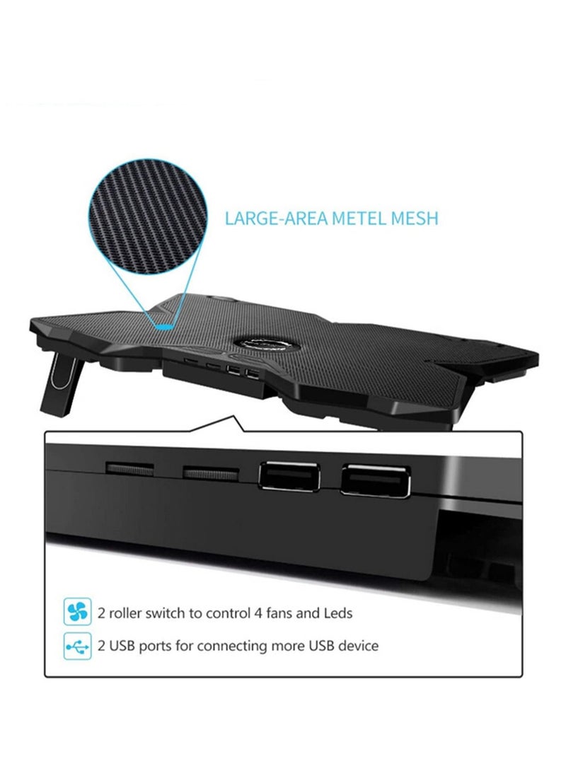 Laptop Cooler Laptop Cooling Pad Notebook Gaming Cooler Stand with Four Fan and 2 USB Ports for 14-17inch Laptop  - Image 4