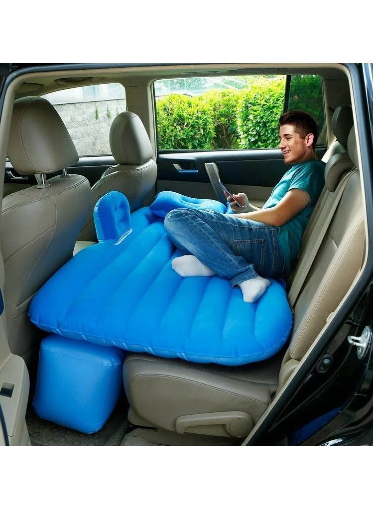 Multi Purpose Inflatable Car Air Bed Mattress for SUV MPV and Car Portable Travel Sleeping Bed with Pump Durable & Comfortable for Camping Road Trips and Outdoor Adventures Blue - Image 4