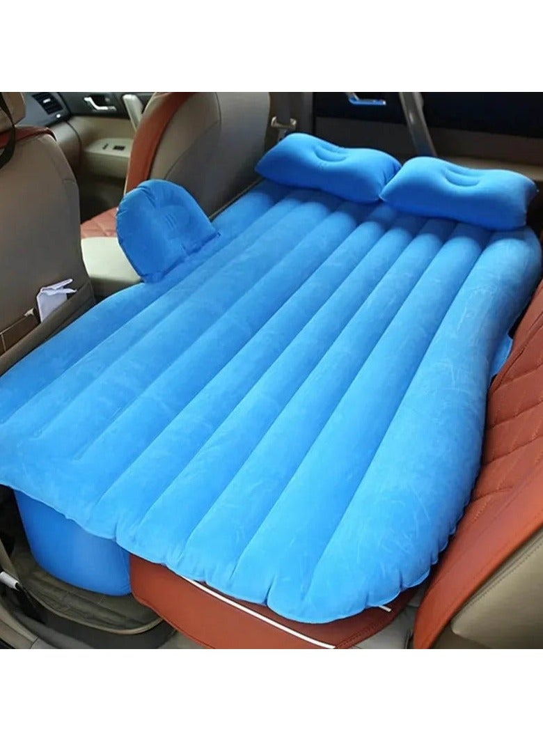 Multi Purpose Inflatable Car Air Bed Mattress for SUV MPV and Car Portable Travel Sleeping Bed with Pump Durable & Comfortable for Camping Road Trips and Outdoor Adventures Blue - Image 1